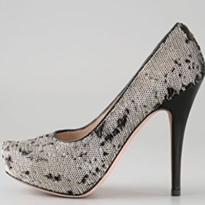 Jean-Michel Cazabat Reversed Sequin Leather Platform Pumps Heels Sz 38 8